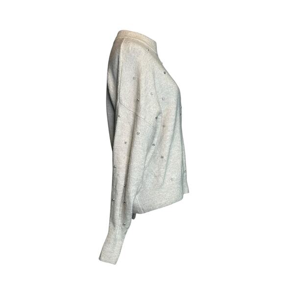 H&M cream beaded sparkle silver studs sweater size Small - Picture 7 of 15